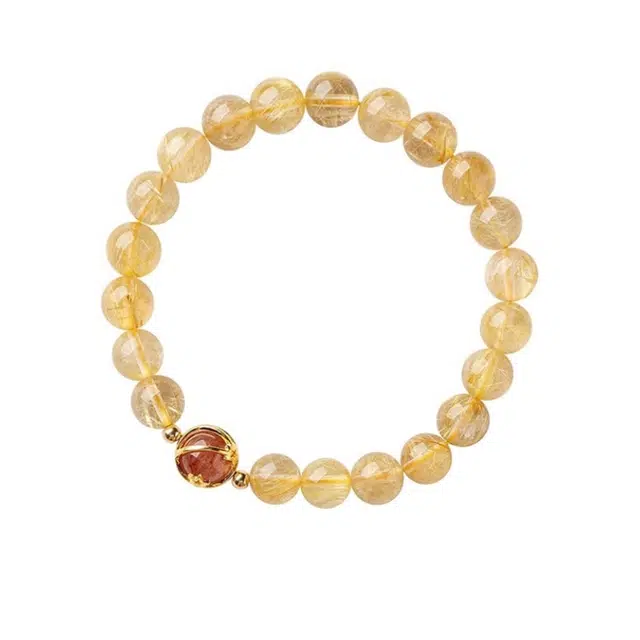 迈奇的礼物 招财暴富 转运 守护 上岸新中式国潮文艺清新甜美复古小众高级气质优雅百搭高颜值爆款天然 金发晶 手串 男女同款情侣款