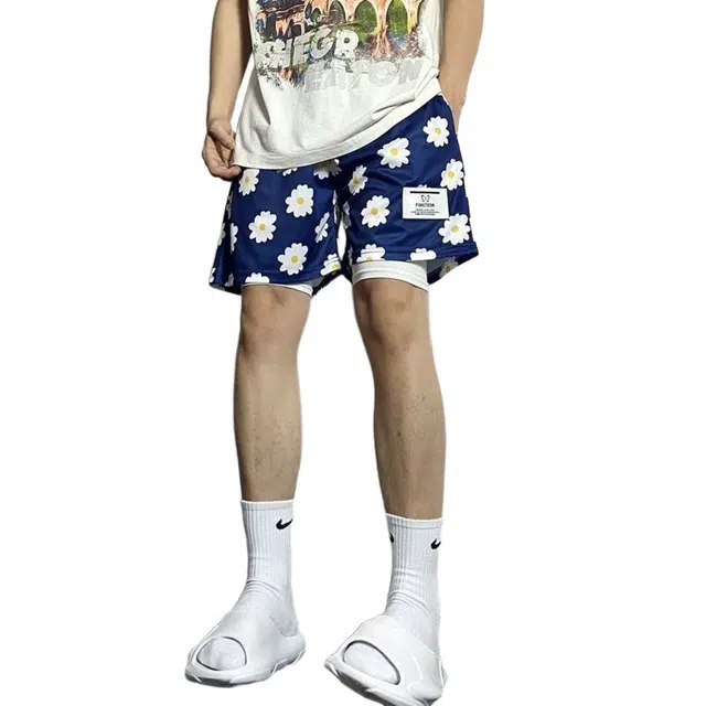 一碗士多 美式潮牌雏菊篮球健身宽松四分潮流运动速干透气男休闲短裤 男款