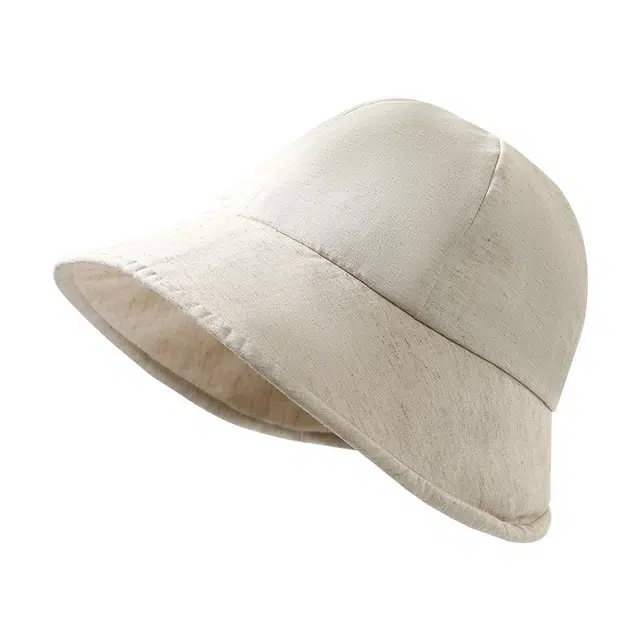 俞兆林 日系亚麻渔夫帽子宽檐显脸小夏季遮阳帽透气出游百搭太阳帽素颜遮脸盆帽小众设计感 棉 防晒帽 女款