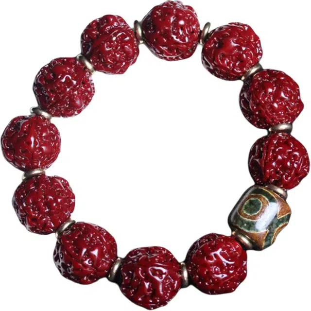 得笙陌 国潮新中式机刷尼泊尔五瓣时尚大方深度清理蜜枣色玉化 金刚菩提 手串 男女同款情侣款