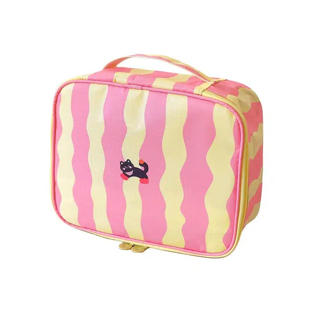 馨枕居 手提化妆包大容量分类收纳包条纹马卡龙旅行包便携小包包女士