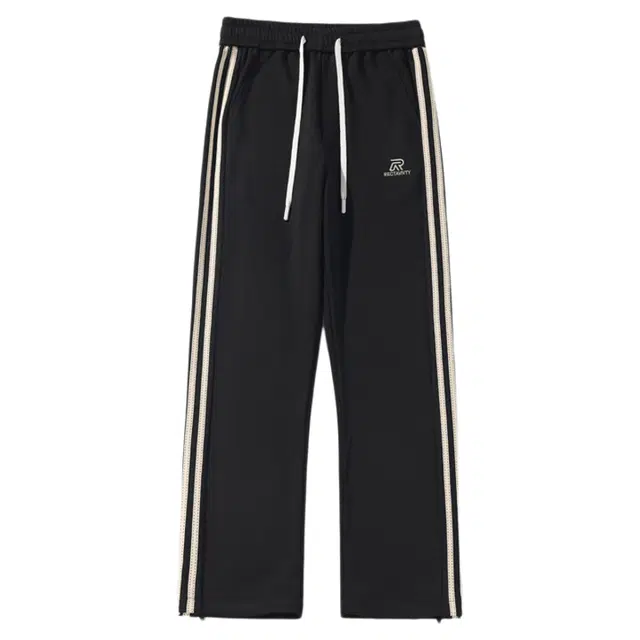 华夏儿女 美式侧边三条杠重磅刺绣垂感宽松休闲百搭直筒长裤菠萝格织带卫裤休闲裤 男女同款