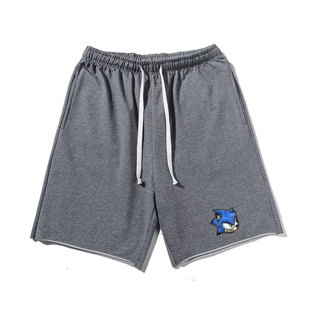乱步 美式卡通索尼克印花宽松运动风休闲短裤 男女同款