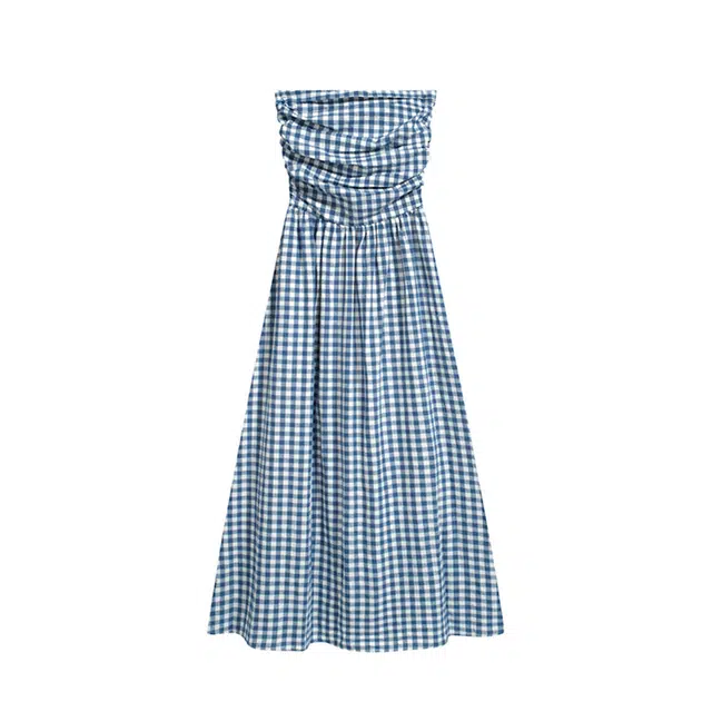 思蓓儿 一字肩抹胸设计长款气质吊带连衣裙 女款