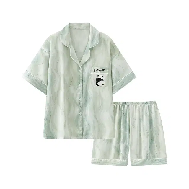 好福份 时尚透气舒适休闲简约设计家居夏季睡衣套装 男女同款