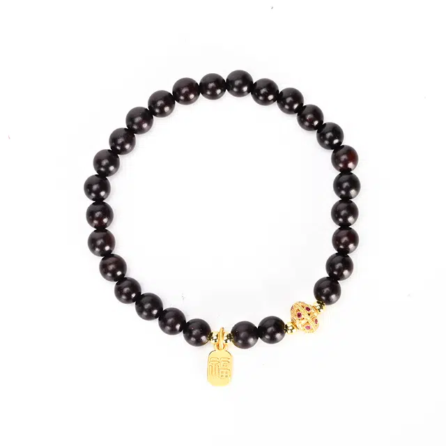 天纵 小众设计新中式国潮文玩佛珠手饰 福运连绵 招财转运 古风文艺转运平安盘玩念珠 紫檀属 手串 女款