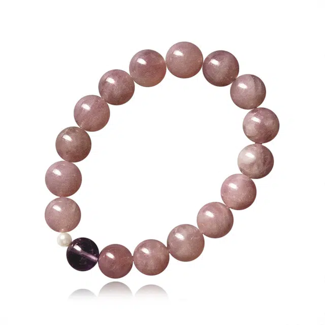 谧月珠宝 桃花朵朵前程似锦新中式国潮精美小众设计精致时尚百搭轻奢风好运天然 粉水晶 手串 男女同款情侣款