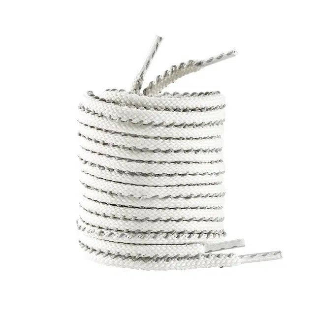 足印部落 圆形编织米白色 适配椰子老爹鞋斯凯奇斐乐 涤纶 鞋带 男女同款情侣款