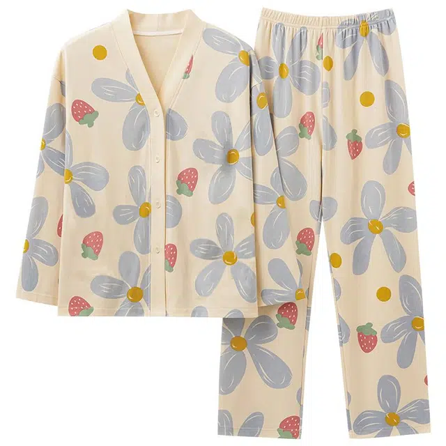 顶瓜瓜 简约透气舒适家居服睡衣套装 女款