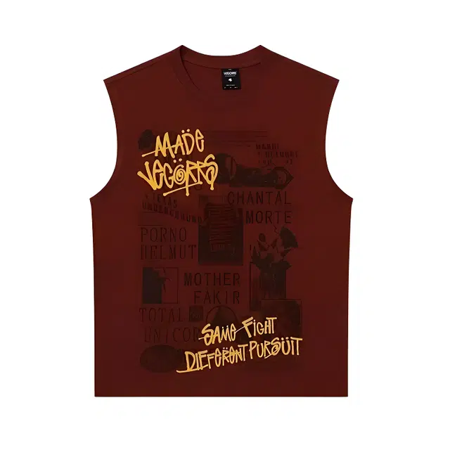 大格子与黑猫 潮牌街头印花垂感宽松夏季无袖背心 男款