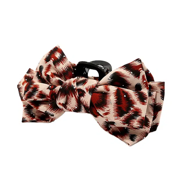 如花梦 高级感气质蝴蝶结豹纹 布艺 发夹 女款