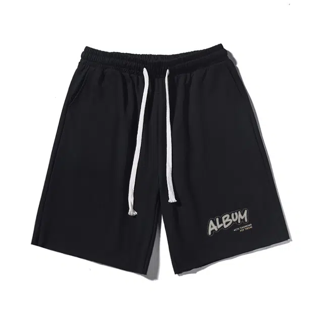 乱步 重磅美式字母印花宽松百搭休闲短裤 男女同款
