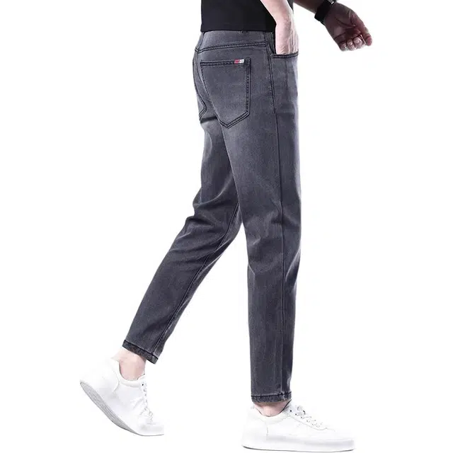 炳盛 薄款九分修身小脚韩版百搭弹力牛仔裤 男女同款