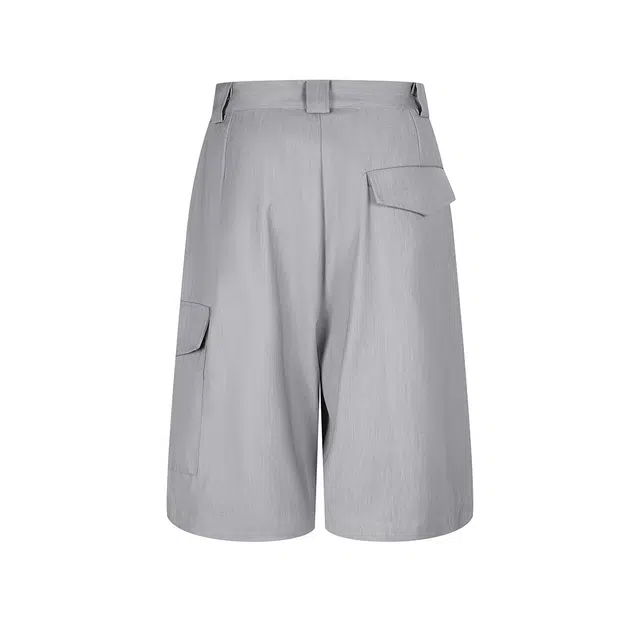 欧路得 老钱风口袋西装美式抗皱挺括立体收褶宽松休闲短裤 男款
