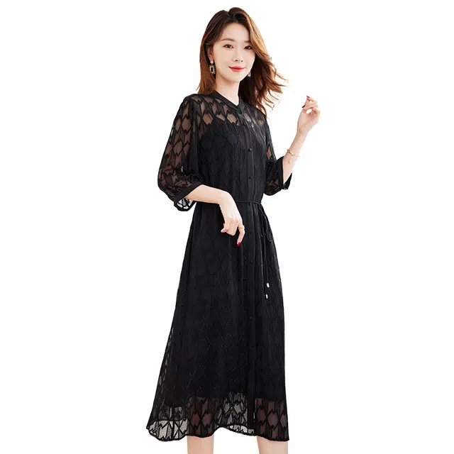 比利斯山羊 气质优雅舒适休闲长袖连衣裙 女款