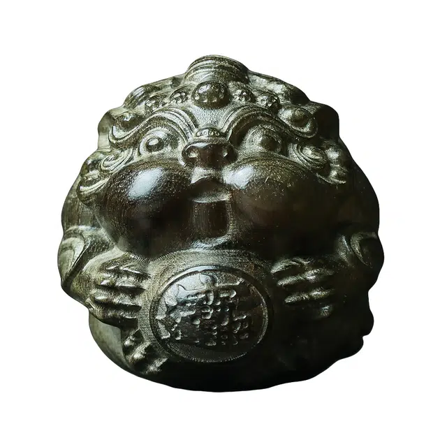 仙作美 雕刻貔貅抱球文玩 阴沉木 木作摆件 男女同款情侣款