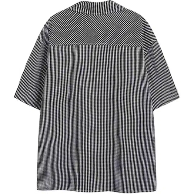 单爵 格子美式正肩衬衣松弛感穿搭韩系外套高级感短袖衬衫 男女同款