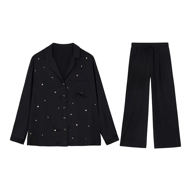 顶瓜瓜 翻领简约舒适亲肤可外穿家居服睡衣套装 女款