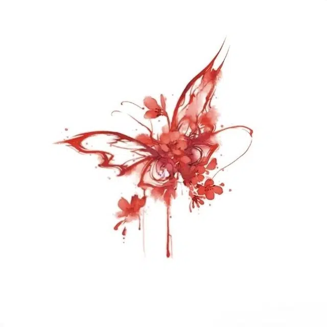 计轩 樱花蝴蝶纹身贴性感甜酷辣妹纯欲风