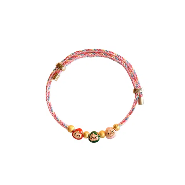 前方大荒野 小粽子五彩绳粉绿红萌趣可爱新中式潮流时尚小众设计轻奢高级感日常通勤百搭时髦独特 织物 手绳 女款