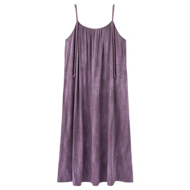 欧迪芬 成熟简约风吸湿排汗透气亲肤带胸垫防凸点无袖睡裙 女款