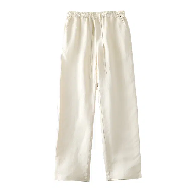 加荣 高端亚麻裤男夏季薄款棉麻裤子宽松直筒休闲裤夏天透气凉感舒适男裤新中式男装运动裤中国风轻奢简约夏装老钱风麻布长裤 男女同款