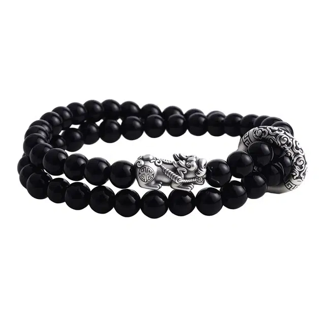尚仟伊 【八方来财 诸事顺遂】神兽貔貅转运福运霸气吞金兽财源滚滚国潮复古#好运天然 黑曜石 手串 男女同款情侣款