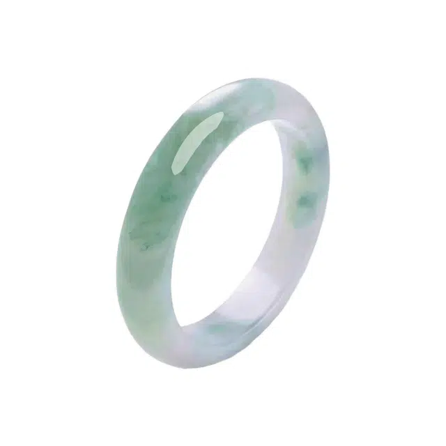 月岚 高品质青山黛翠玉贵妃镯 平安镯 清冷优雅 气质温婉国潮古风 浅绿飘花 汉服旗袍 新中式 天山翠 手镯 女款