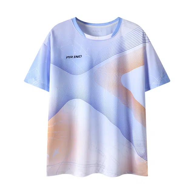 浦锐 星河幻羽凉感透气吸湿排汗速干专业圆领套头训练服健身短袖羽毛球服 男女同款