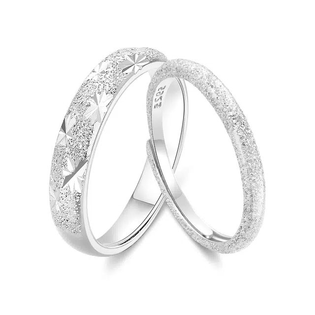 老凤祥 满天星对戒开口可调节时尚简约百搭高级感轻奢礼盒恋爱女友 纯银 戒指 男女同款情侣款