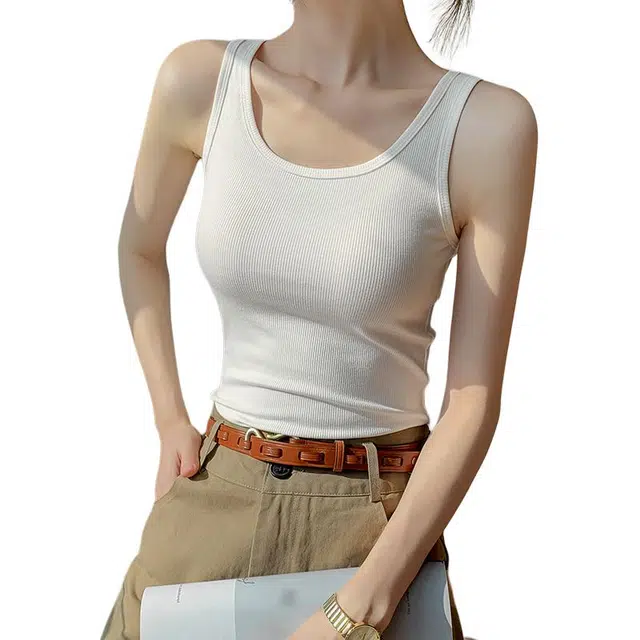 善己 舒适内搭针织外穿美背螺纹法式设计感性感背心 女款