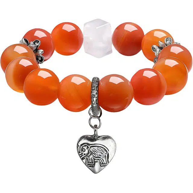 【炽焰甜心】 世纪缘珠宝 招财吉祥富贵爱心小象星座守护石平安健康手饰大珠子#好运 玛瑙 手串 女款