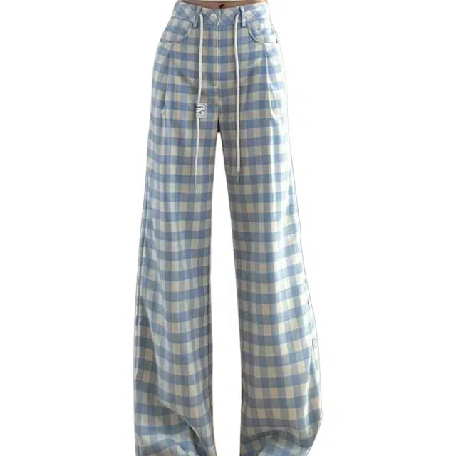 欧迪芬 慵懒格子小个子簿款宽松阔腿休闲裤 女款