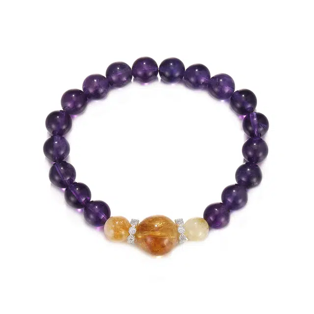 珂里 学业上岸 前途似锦 九紫离火 紫气东来 新中式轻奢高级 招财转运 八方来财合成/人造 紫水晶 手串 女款