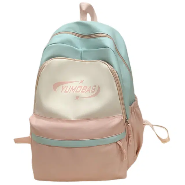 南潇湘 撞色系轻便百搭潮流 尼龙 双肩包 男女同款情侣款 粉色/红色/蓝色/棕色