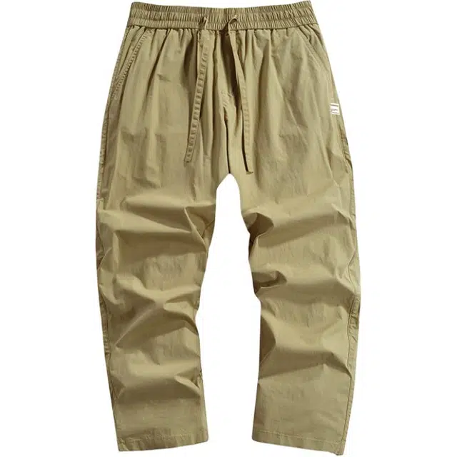 希越 薄款日系简约直筒九分裤工装宽松透气休闲裤 男款