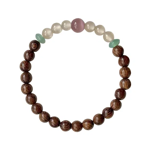 灵晔 新中式国潮文艺复古风轻奢高级感百搭转运盘玩招财纳福平安喜乐诸事顺遂好运连连 金丝檀木 文玩手串 男女同款情侣款