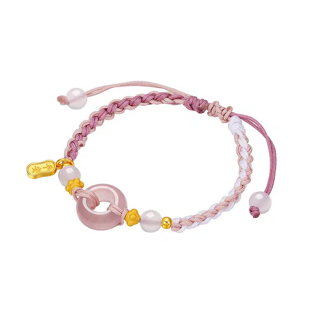 六桂福珠宝 桃之妖妖 新中式国潮复古平安喜乐 精致轻奢高级感本命年开运天然 玛瑙 手绳 女款