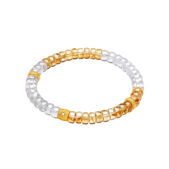 六桂福珠宝 兮月落金 财富自由精致小众设计大女主事业蒸蒸日上 招财纳福#好运 配饰天然 黄水晶 手串 男女同款情侣款