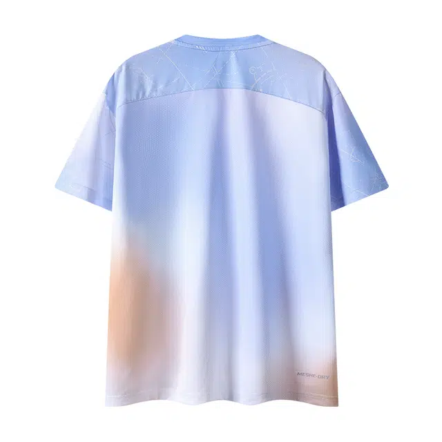 浦锐 星河幻羽凉感透气吸湿排汗速干专业圆领套头训练服健身短袖羽毛球服 男女同款
