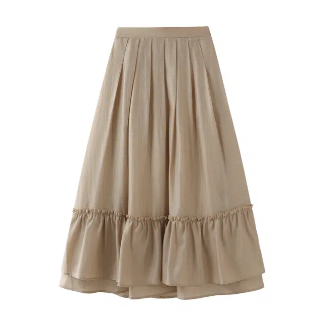 花栗鼠小姐 琉光织语倒褶木耳边休闲长裙 女款