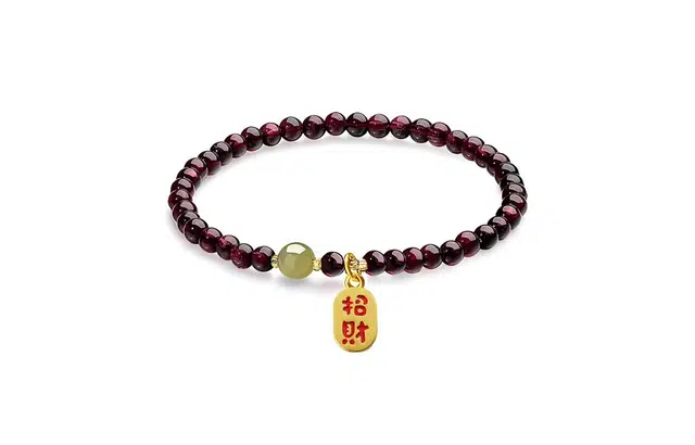 百利金 招财平安牌 吉祥纳福如意顺遂国潮复古新中式简约精致气质百搭小众设计转运珠 琉璃 玉石手串 男女同款情侣款