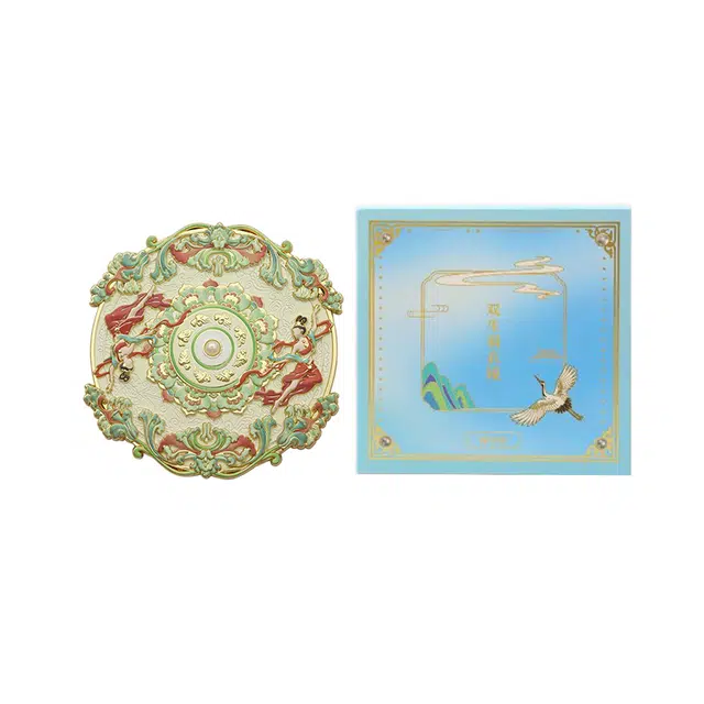 文创未来枫情 敦煌莫高窟古风飞天舞女浮雕金属化妆镜中式纪念品 装饰  随身便携 高级感