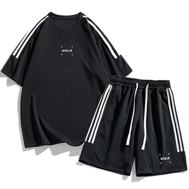 大白鲨 舒适青少年帅气一套搭配潮短袖短裤休闲运动套装 男女同款