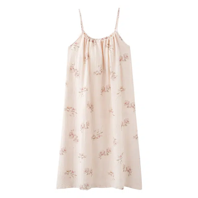 顶瓜瓜 带胸垫透气舒适简约吊带家居服无袖睡裙 女款