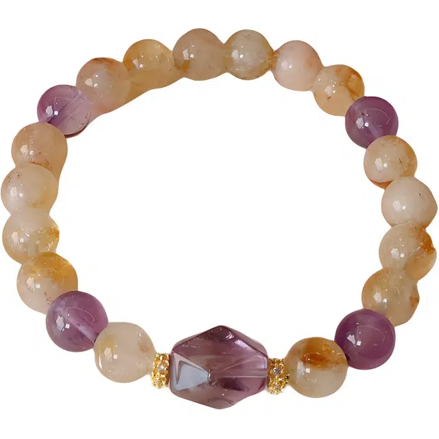 迈奇的礼物 招财暴富 转运 新中式国潮文艺清新甜美复古小众高级气质优雅百搭天然 黄水晶 手串 女款