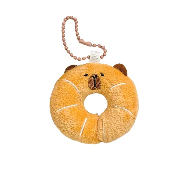 卡皮巴拉小黄豚 卡皮巴拉面包玩偶钥匙扣可爱公仔包包背包挂饰 毛绒 挂件 男女同款情侣款