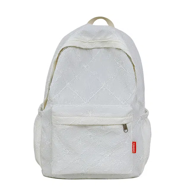 度森袋鼠 日系时尚百搭休闲甜美可爱轻便初高中学生上课背包 尼龙布 双肩包 女款 白色/黑色/粉色/蓝色