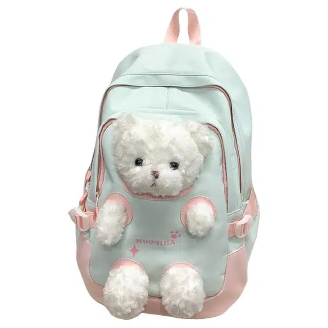 帕克熊 可爱小熊日常轻便百搭 尼龙 双肩包 常规 男女同款情侣款 多色