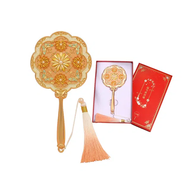 宫庭文创未来枫情 蝴蝶复古化妆镜古风国潮浮雕手持金属随身镜古典 精致装饰 无 高级感